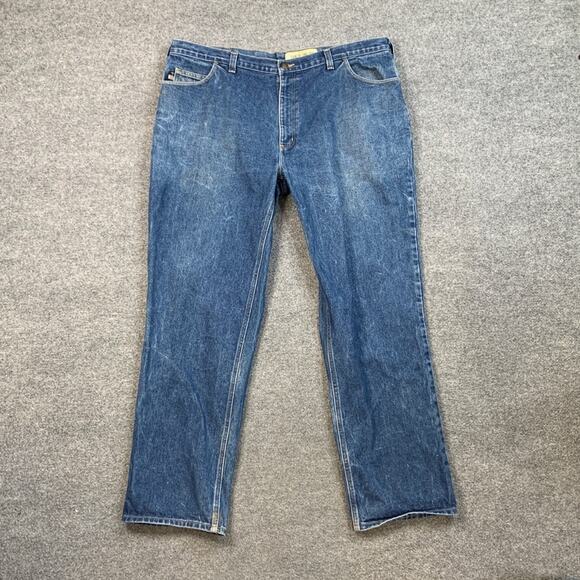 Vintage Carhartt FR Jeans Mens 44 Blue Fire Flame Resistant Utility Denim Work - Picture 2 of 12